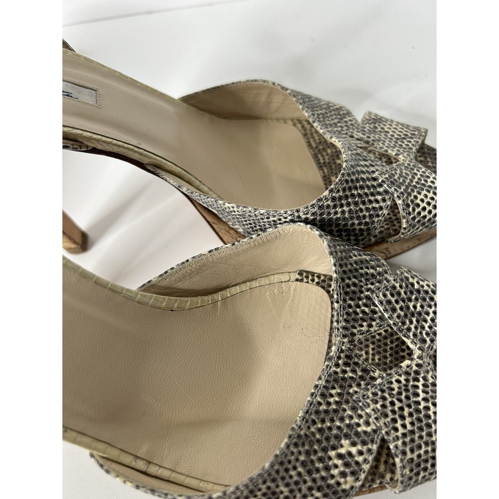 Oscar de la Renta Women Size 38.5 US 8.5 Snakeskin Sling Back 5" Heels - Picture 9 of 11